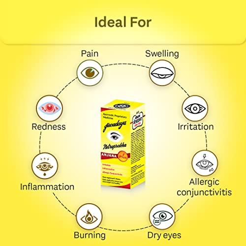 Jiwadaya Healthcare Pvt. Ltd. Jiwadaya Ayurvedic Netraprabha Anjana Plus for Refreshing, Dry Eye, Conjunctivitis, Stye - 5ml - Yellow Pack of 10