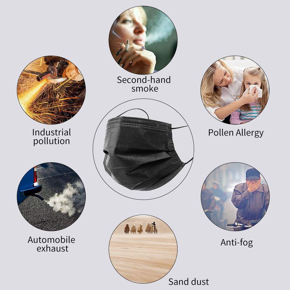 bigox bigox Meltblown Fabric Disposable Face Mask (Black, Without Valve, Pack of 50) for Unisex