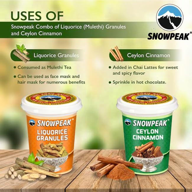 Snowpeak Snowpeak Combo Pack of Liquorice (Mulethi) Granules (50g) and Ceylon Cinnamon (Dalchini - 40g), 100% Naturally Sourced, Boosts Immune System