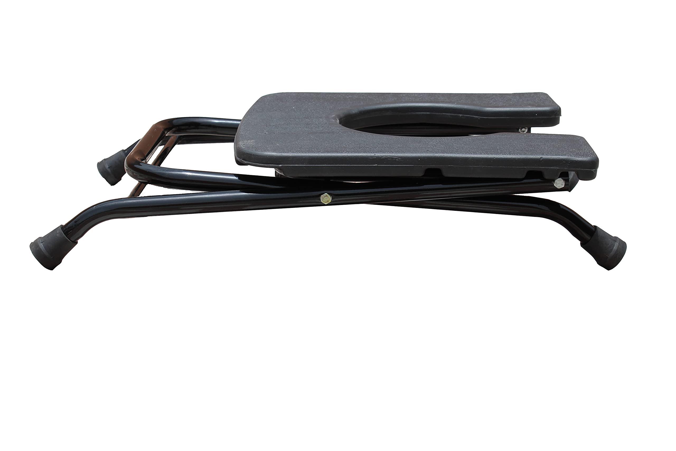 KDS SURGICAL KDS SURGICAL Folding Commode Toilet Pregnant Women To Sit Indian Toilet And Travel Stool Commode Stool/Chair, Black