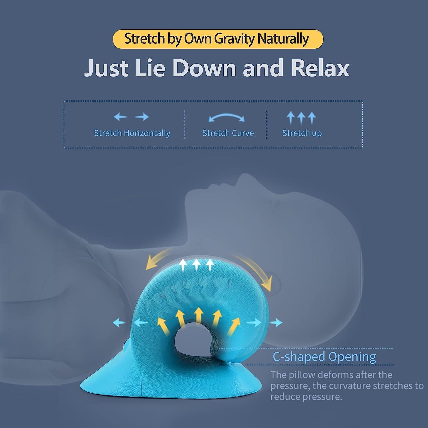 Rewup Rewup Neck and Shoulder Relaxer, Five Nights Cervical Traction Device for TMJ Pain Relief and Cervical Spine Alignment, Chiropractic Pillow, Neck Stretcher (midium, Blue, Polyvinyl Chloride)