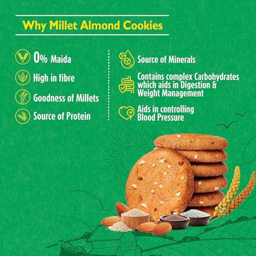 McVities Mcvitie\'s Millet Almond Cookies With Goodness of Wholewheat, Jowar, Bajra, Ragi and 0% maida, 73.6g (Pack of 4)