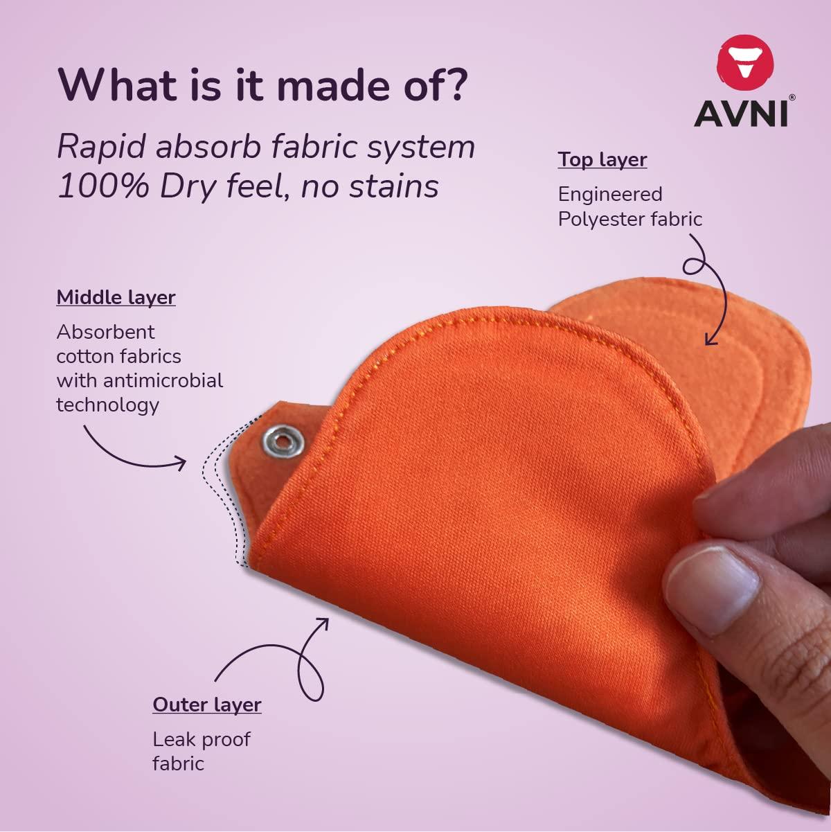 Avni Avni - Fluff Panty Liner | Small - 200MM, Pack of 4 liners + 200 ml liquid detergent | Antimicrobial | Eco-Friendly and Reusable | Spotting Days | Breathable and Comfortable for Women