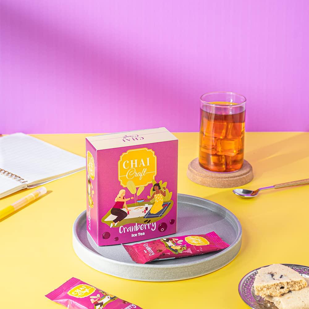 Chai Craft Chai Craft Instant Cranberry Ice Tea (10 sachets)- Instant Iced Tea Berry-licious Cranberry Flavour Premix I Ready to drink in 30 secs I Perfect Ice Tea for summer