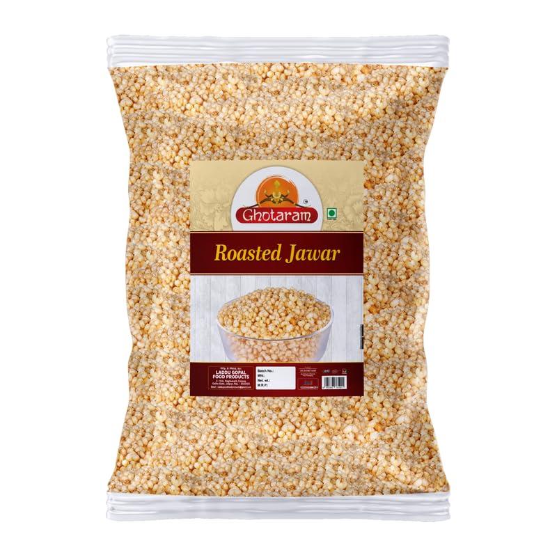 GHOTARAM Ghotaram Jowar Puffs Tasty Crunchy Puffs | Protein Puffs | Gluten Free, Low Fat Jowar | Healthy Roasted Snacks Eat Smart | Roasted Jowar Mix - Salted Puffs Bachcho Ka Favourite-300g*1Pack