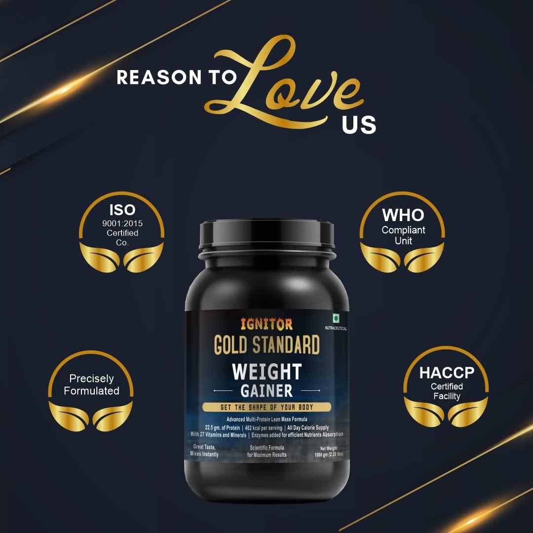 IGNITOR IGNITOR WEIGHT GAINER Protein Powder | Enriched with Vitamins & Minerals | High Protein | High Calorie | Weight Gainer | 1 kg (Chocolate flavor)
