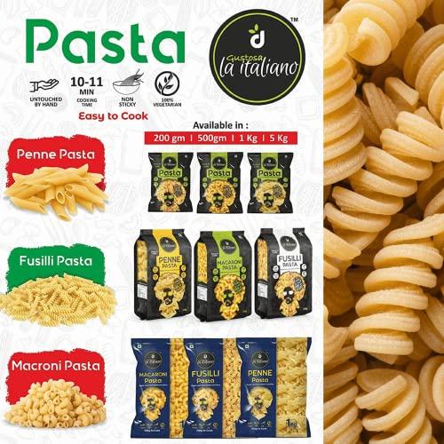 Gustosa La Italiano Gustosa La Italiano Macroni Pasta 1kg + Penne Pasta 1Kg + Fusilli Pasta 1Kg | 100% Durum Wheat Semolina Pasta 3 Kg (3x 1000g) | Non Sticky | Untoched by Hands | Value Pack