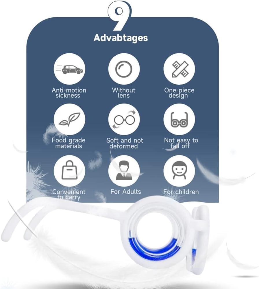 SHOPVILLA SHOPVILLA Motion Sickness Glasses Anti vomiting Eyewear Ultra-Light Nausea Relief Glasses Without Len Portable Car Airsick Seasickness Glass for Travel Goggles Plane Glasses Accessories for Adult Kid