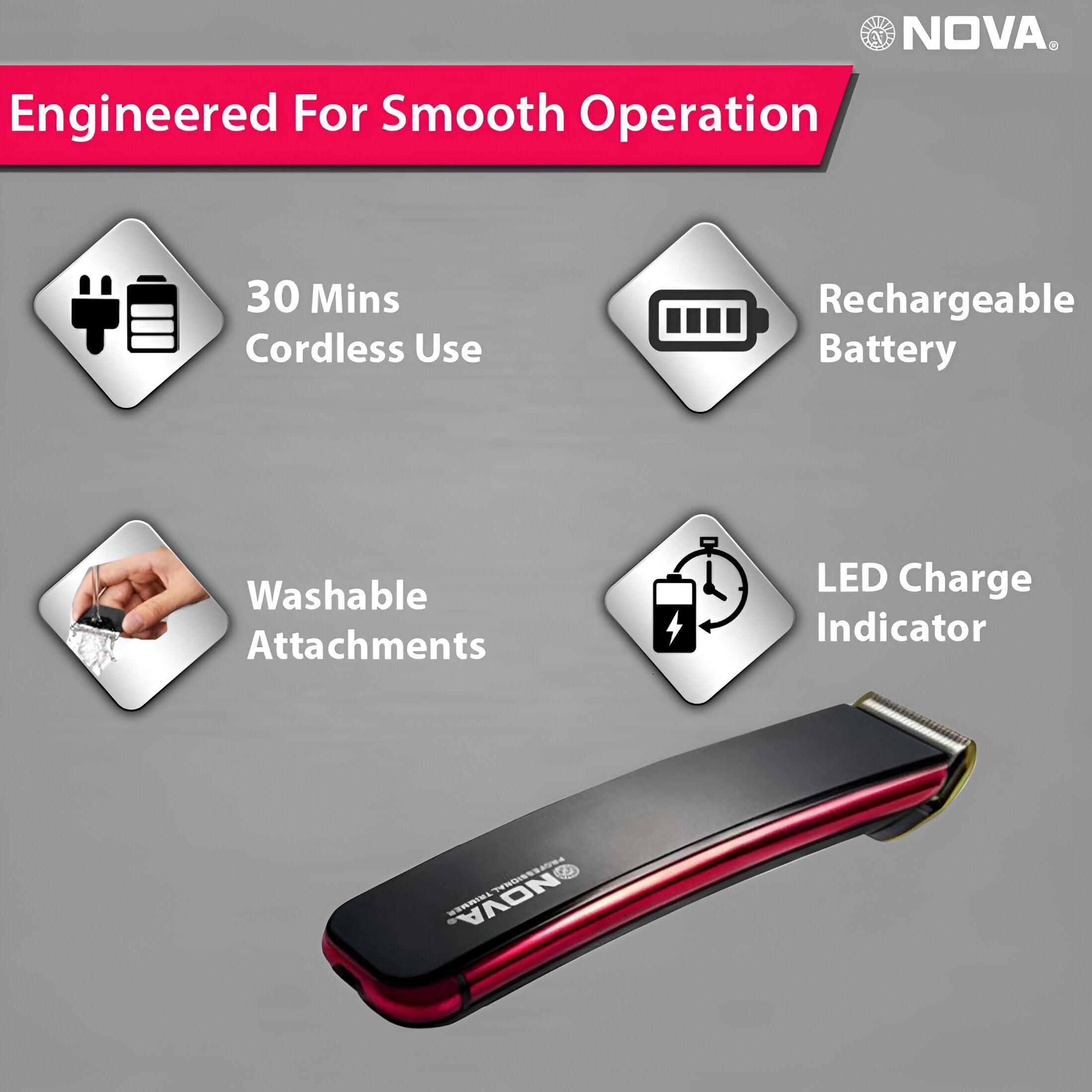 ALI SHIPPING ALI SHIPPING Men Nova Trimmer Precision Facial, Beard,&Body Hair Trimmer For Comfortable Shaving&Grooming Cordless&Rechargeable, Travel-Friendly, Easy-Clean,&Grooming Tool For All Skin Types.