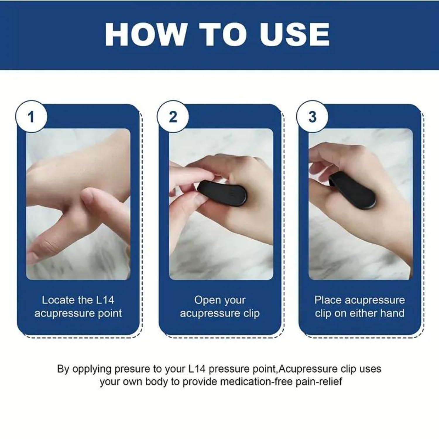 HUBTURE HUBTURE Sugar Control LI4 Acupressure Point Clip  Lightweight Headache, Migraine, Tension Relief Device  Portable, Adjustable, Drug-Free Stress Reliever (Pack of 3)