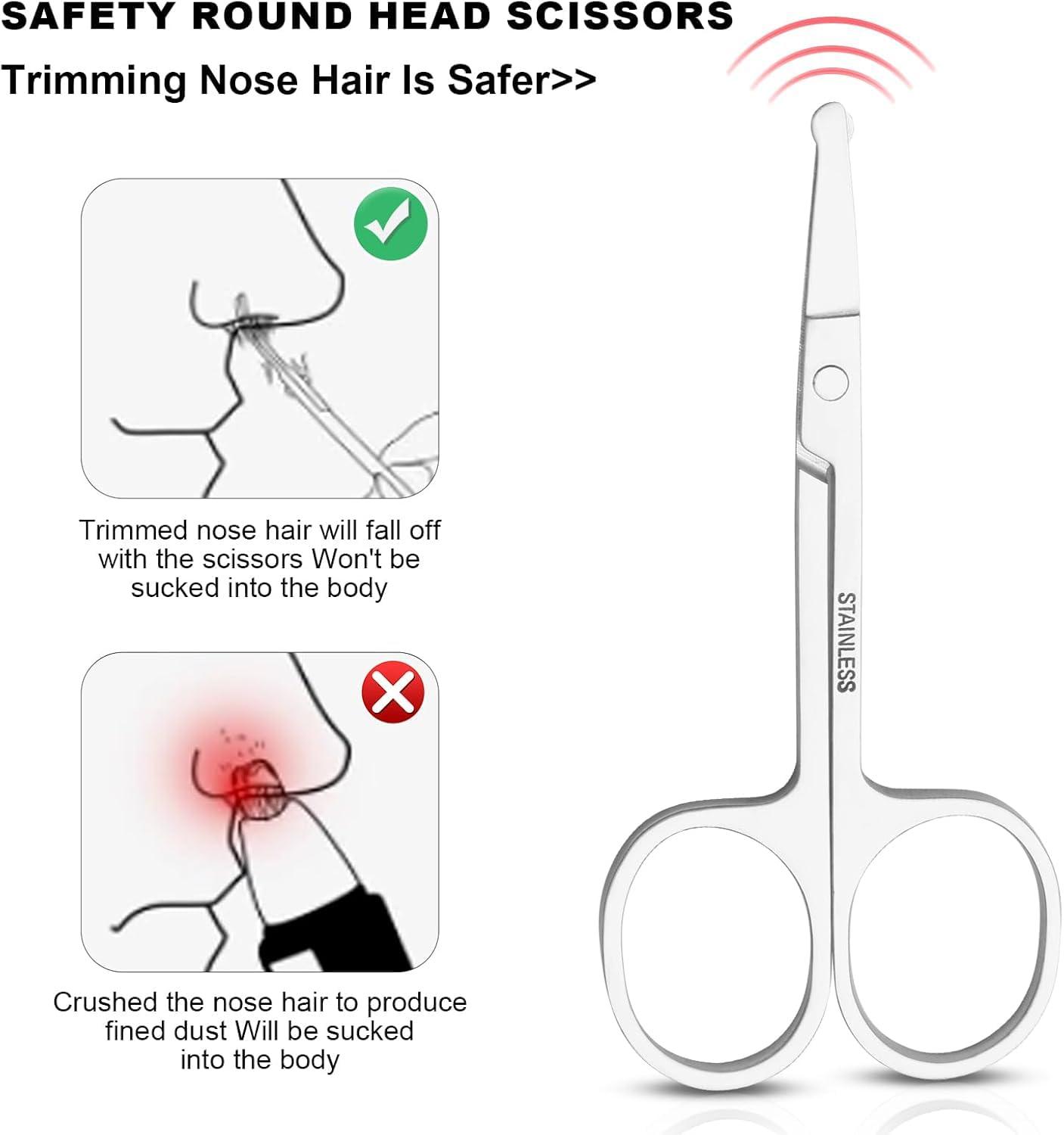 Generic Hyzone Nasal Safety Scissors for Nose Hair Cutting, Beard, Mustache, and Eyebrow, Nose Hair Remover & Trimmer, Nose Scissor Blunt Round Tip & Heavy Duty Non Rusting SS For Men & Women