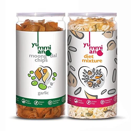 Yummiano Yummiano® Gluten Free Healthy Snacks Combo - Lite (Moong Dal Chips Garlic and Multi Chiwda) - Combined Weight: 300g