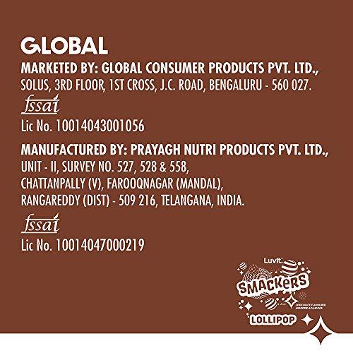 LuvIt. LuvIt Smackers Chocolate Flavoured Lollipops (Chocolate Butterscotch, Chocolate Vanilla, Chocolate Strawberry & Chocolate) | Pack of 1-480g Each