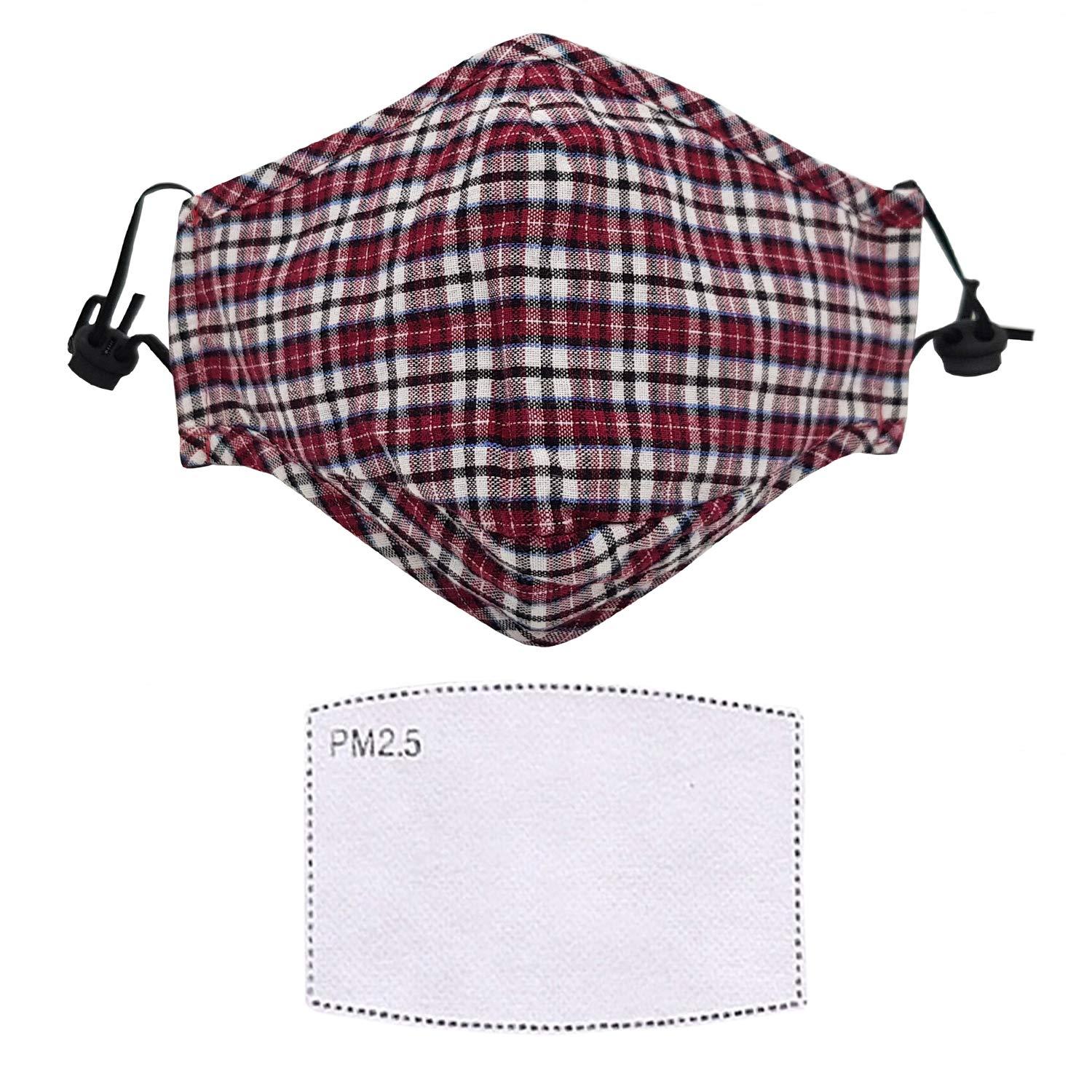 VRITRAZ VRITRAZ Print Reusable Washable PM 2.5 Anti Pollution Activated Carbon Dust Face Mask with Breathing Valve Red White