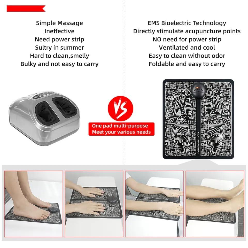 KBDev KBDev EMS Foot Massager for Pain Relief And Blood Circulation, Electric Deep Kneading Circulation Foot Booster for Feet and Legs Folding Portable