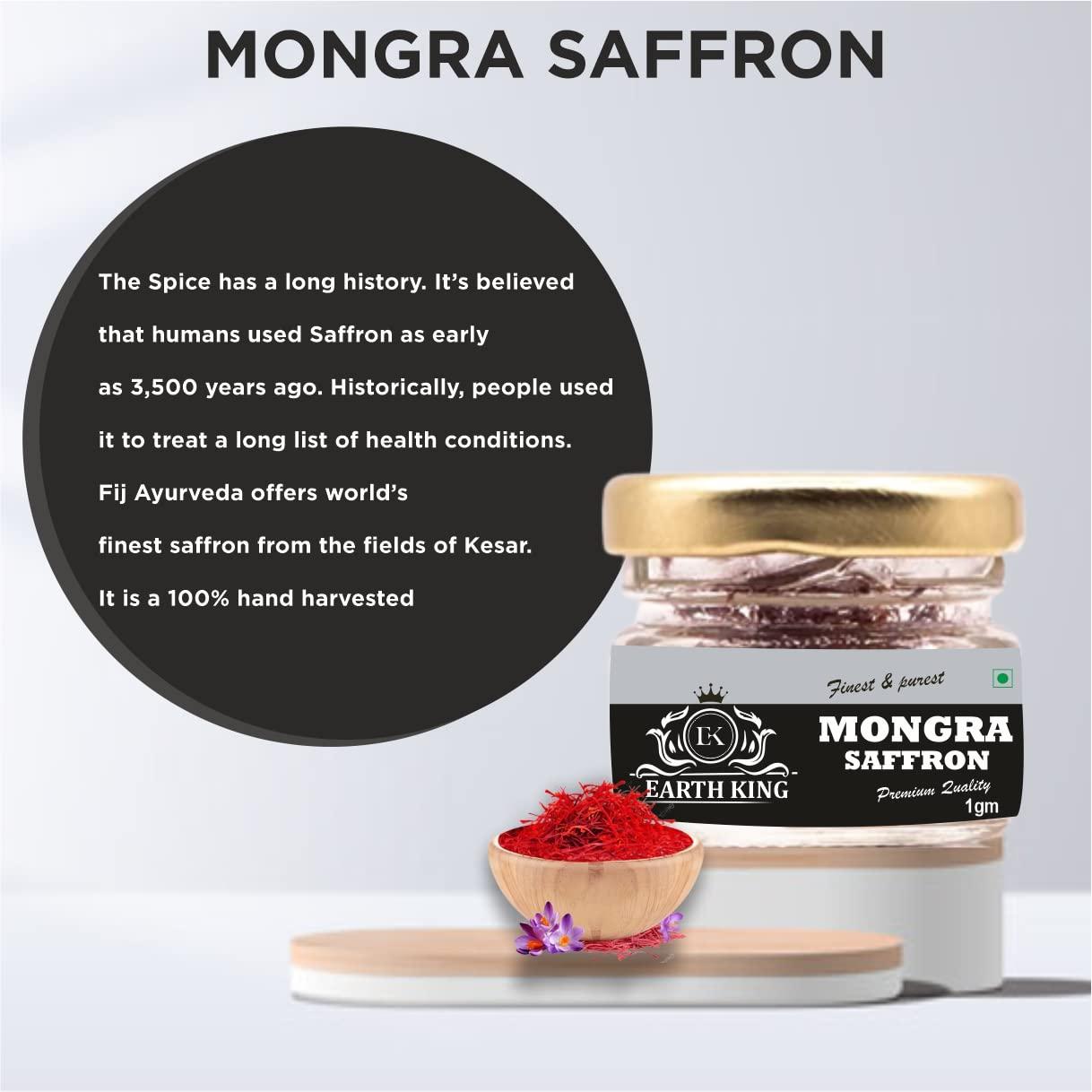 EARTH KING EARTH KING Natural & Finest Grade A++ Mongra Saffron Thread Kesar/Keshar/Zafran/Jafran for Beauty & Health 3GM (Combo Pack)