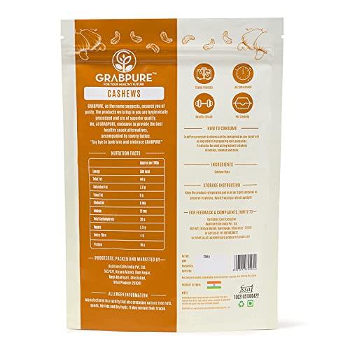 GRABPURE GRABPURE 100% Pure Whole Cashew Nuts W280 Quality | Kaju | Cashews Dry Fruits- 250 Grams each (Pack of 2)