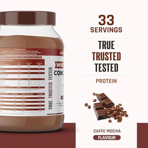 NATURALTEIN NATURALTEIN Natural Whey Protein Concentrate Caffe Mocha - 1 kg (Naturally flavored, Non GMO, No Artificial Sweeteners)