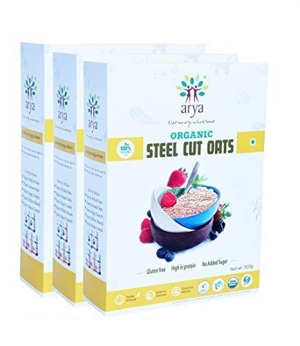 Arya Farm Arya Farm Certified Organic Steel Cut Oats Without Chemicals Preservatives 500g ( Pack of 3 )