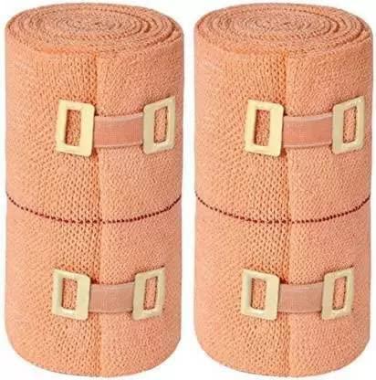 ALPHA LIFE CARE ALPHA LIFE CARE \"India Crepe\" Cotton Elastic Bandage Garam Patti Pain Relief For Knee, Leg, Hand, Foot, Finger Pain Support Available In 6Cm 8Cm 10Cm 15Cm (Medium 8 Cm X 4 Mtr) Pack Of 2