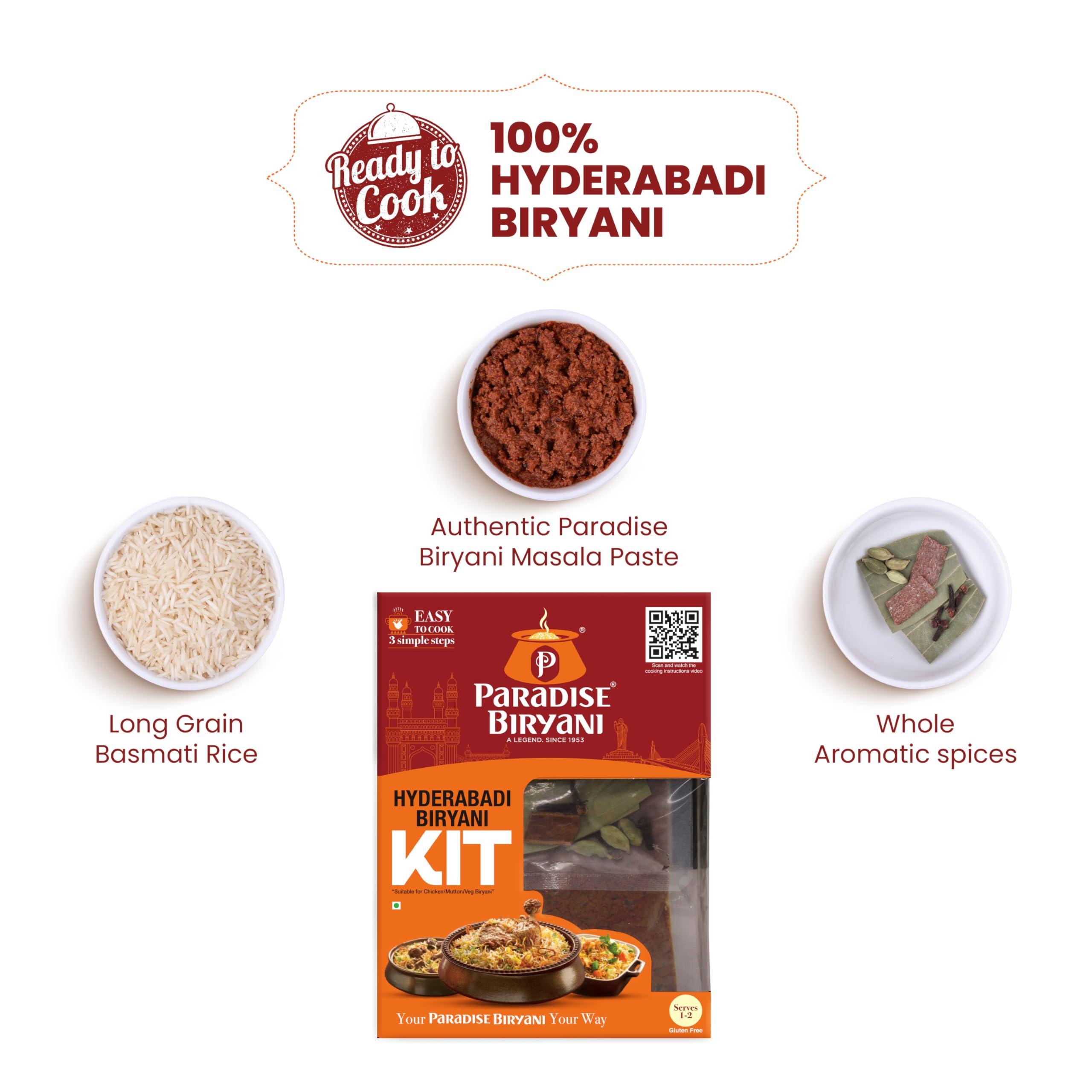 Paradise Biryani Paradise Hyderabadi Biryani Kit | Easy 3 Step Cooking | From the House of Original Hyderabadi Paradise | Your Paradise Biryani Your Way | 322 Gm (Pack of 2)