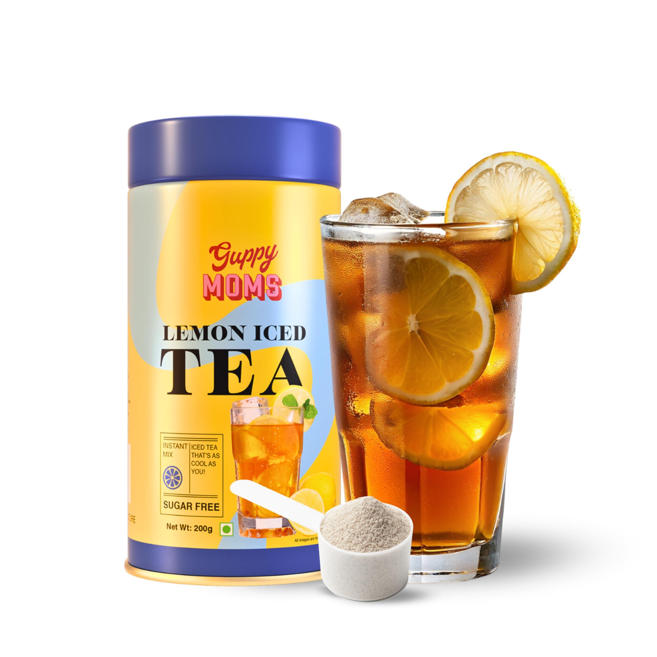 GUPPY MOM\'S GUPPY MOM\'S Lemon Iced Tea: Powdered Ice Tea, Sugar-Free Lemon Iced Tea With Vitamin C - Chai, 0.3 Kg