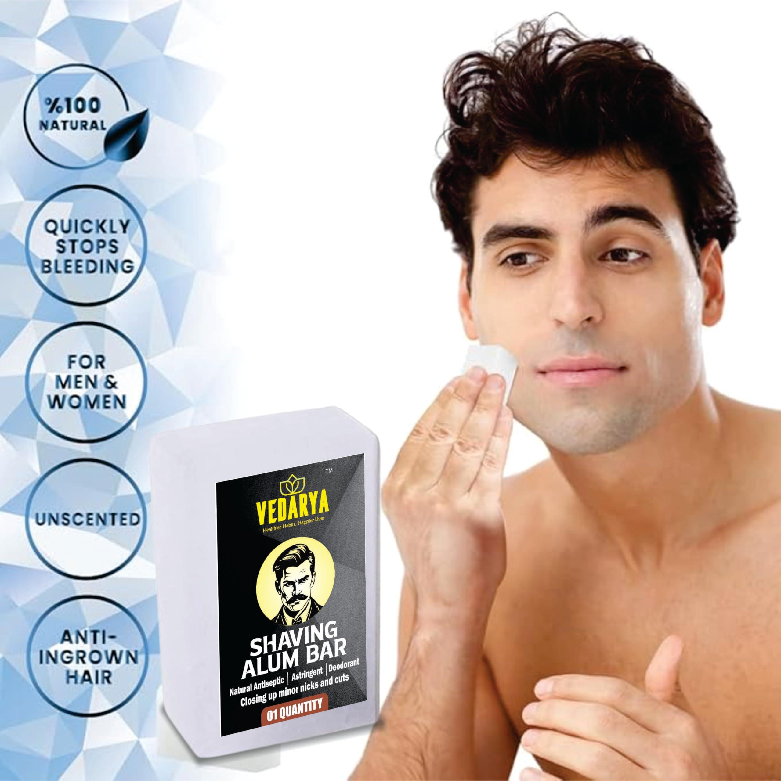 Vedarya Vedarya Natural Alum Bar - 100g (PACK OF 5) with a Travel Case | Alum Block | Fitkari Stone Bar | Phitkari Alum Stone for Aftershave. Razor Burn Relief, Sweat Control , Skin Soothing, Skin Tightening, Water Purification, Underarm Deodrant| Long-Lasti