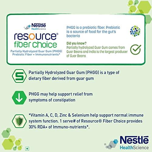 Resource Nestle Resource Fiber Choice, Partially Hydrolyzed Guar Gum (PHGG), Prebiotic Fiber + Immunonutrients, For Gut Health and Constipation Relief, Contains 14 sachets, 86.8g