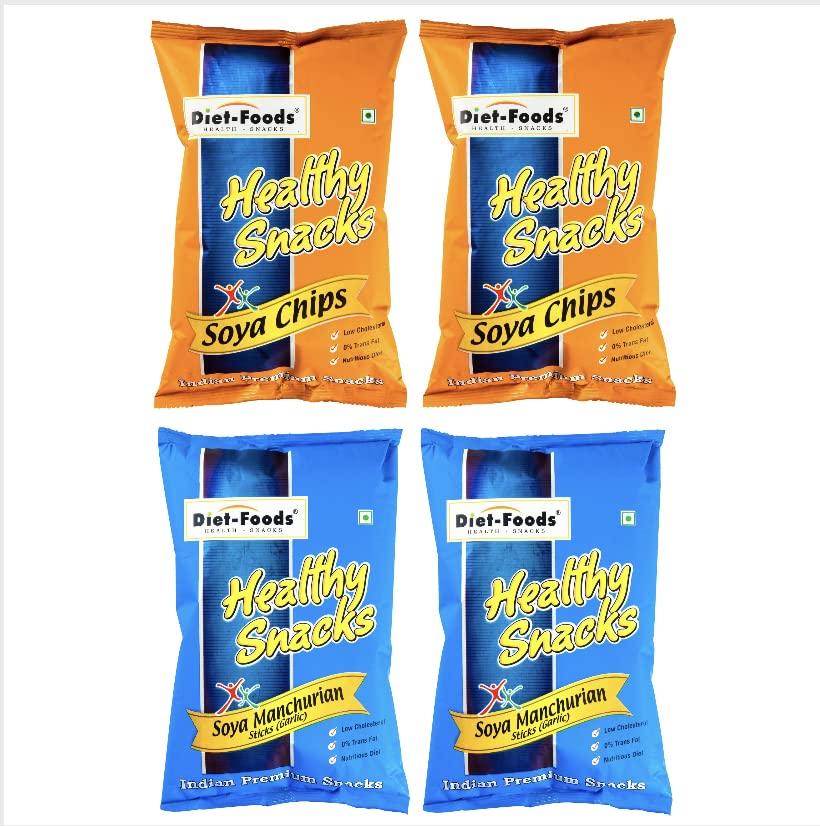 Diet-Foods Diet Foods 4 in 1 Combo- Soya Chips(Pack of 2), Soya Manchurian Sticks(Pack of 2)- 660 gms