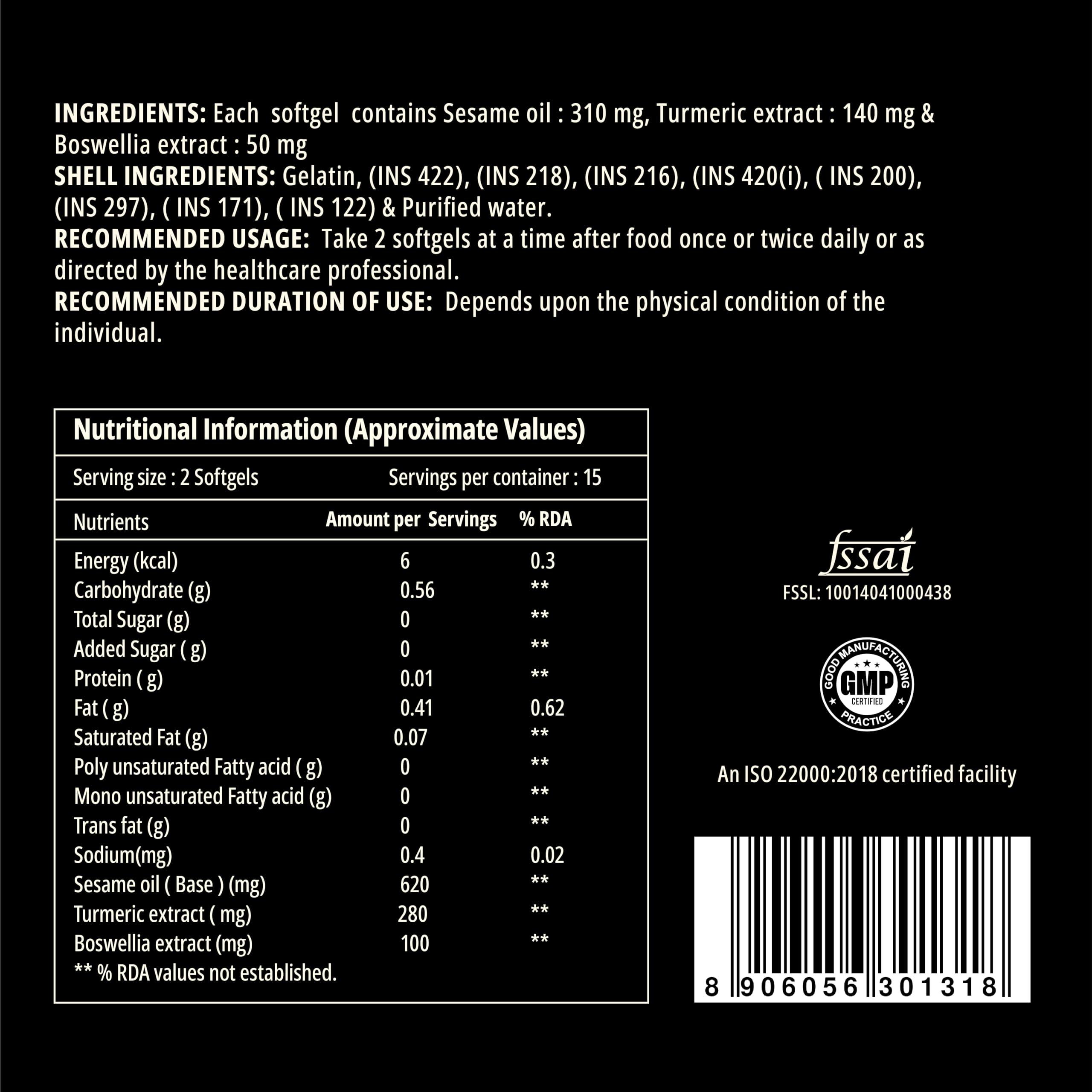 Curegarden Curegarden Cramp Eaze, Menstrual Pain Reliever, Herbal Period Pain Relief Pills, Blend of Curcumin, Boswellia and Sesame, 500 mg, 30 Softgel