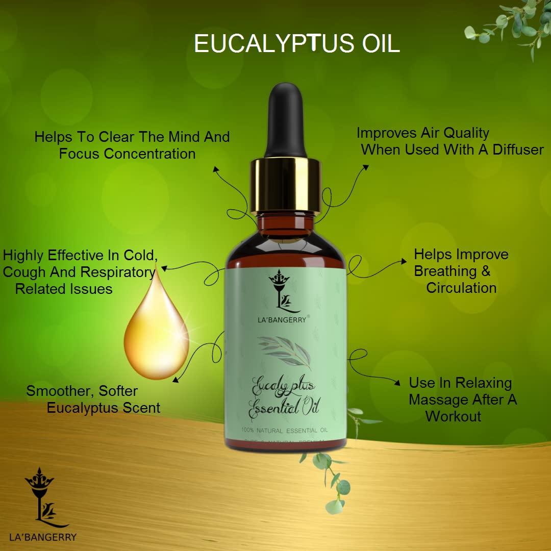 LA\'BANGERRY LA\'BANGERRY Nilgiri Eucalyptus Oil | Promotes Clear Skin, Strong Hair | Revitalizing & Nourishing Care for Hair, Scalp & Skin | 30 ml