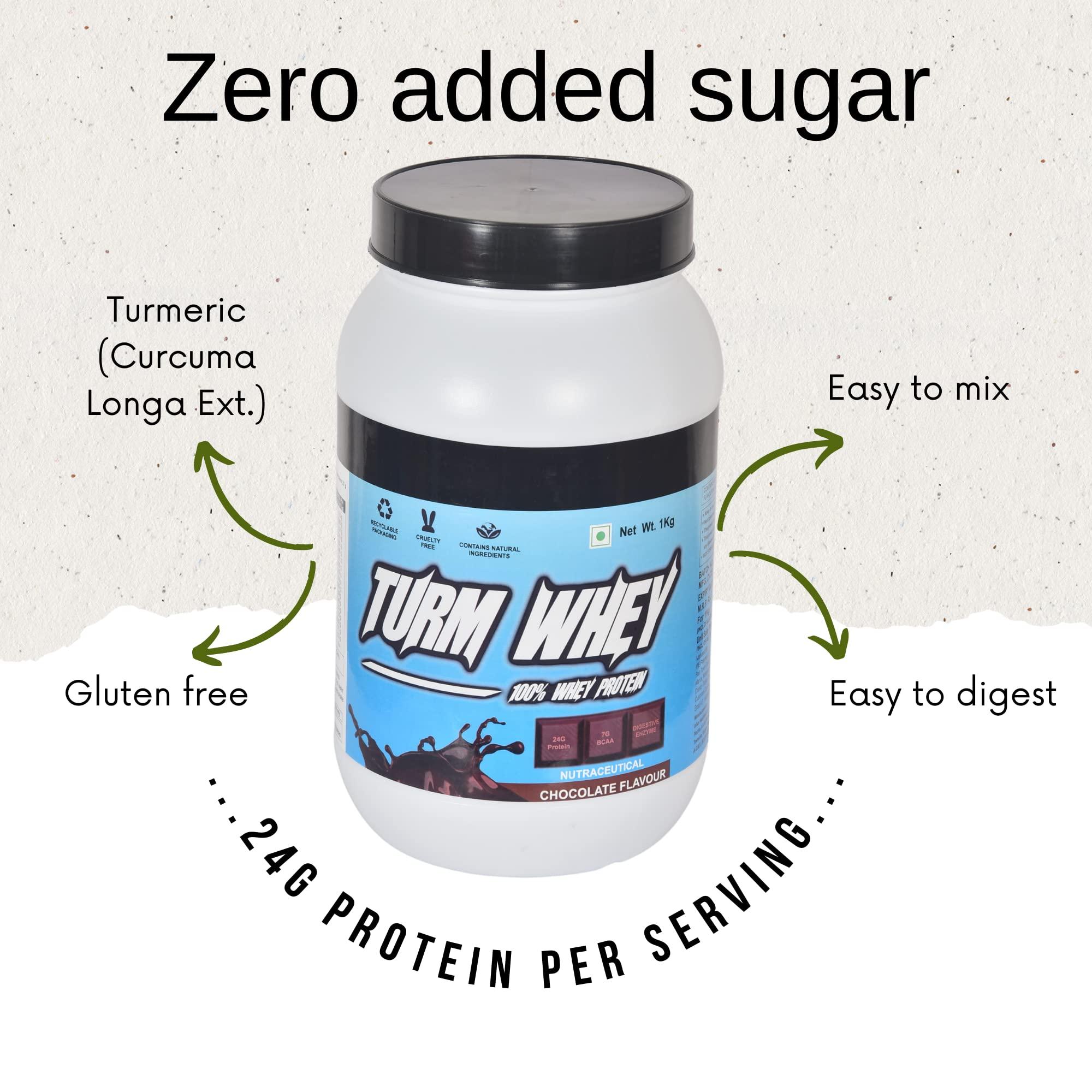 Turm Whey Turm Whey Performance Whey Protein - Concentrate 80% - 1 kg / 2.2 lbs | 24 g Protein Per Scoop with Fast Digestion | Lab Tested (Chocolate)