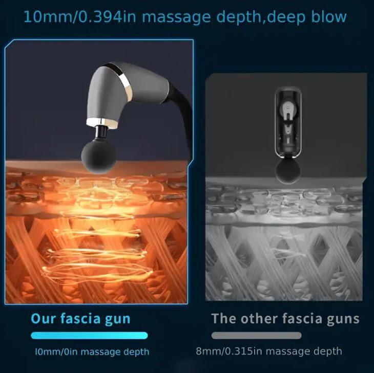 Earwig Earwig Electric Fascial Gun, Hammer Back Tool, Lengthened Fascia Hammer, Back Percussion Massage Relaxation Whole Body Muscle Hammer Silent Fascia Gun with LED Screen with 4 Massage Headswith 3 Modes & 6 Speed Levels