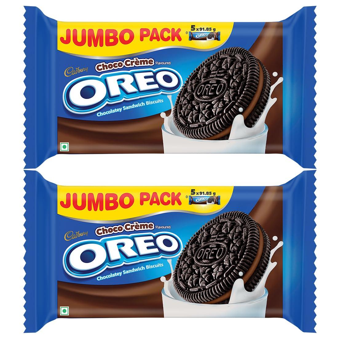 Oreo Oreo Cadbury Chocolate Flavour Cream Sandwich Biscuit, 481.25 Gram , Pack Of 2 X 481.25 Gram Jumbo Pack