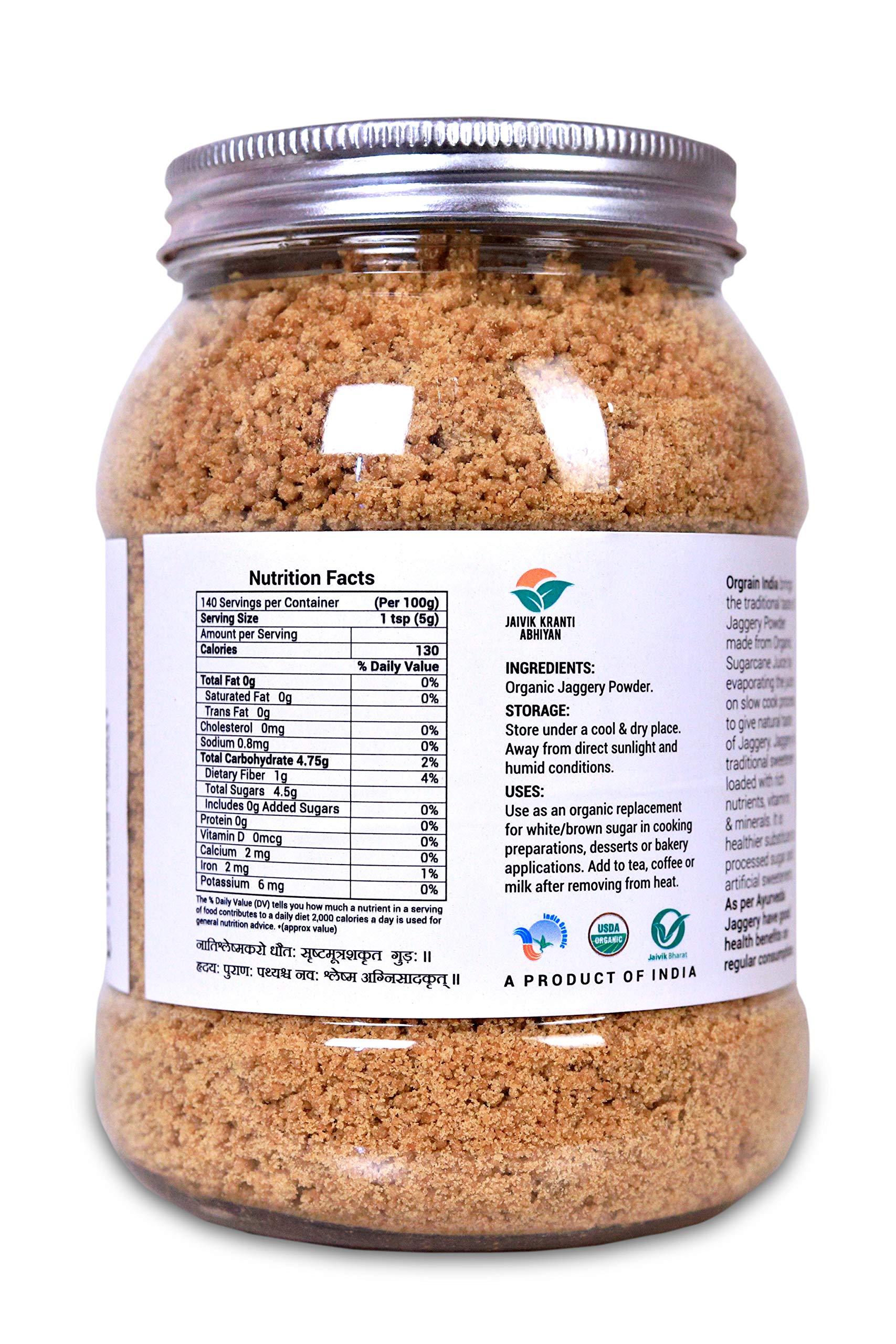 Orgrain India Orgrain India Organic Jaggery Powder, 1.2 Kg (Pack of 2*600g) | Hand Crushed Gur Powder | Organically Grown | No Preservatives Added | No Artificial Flavors