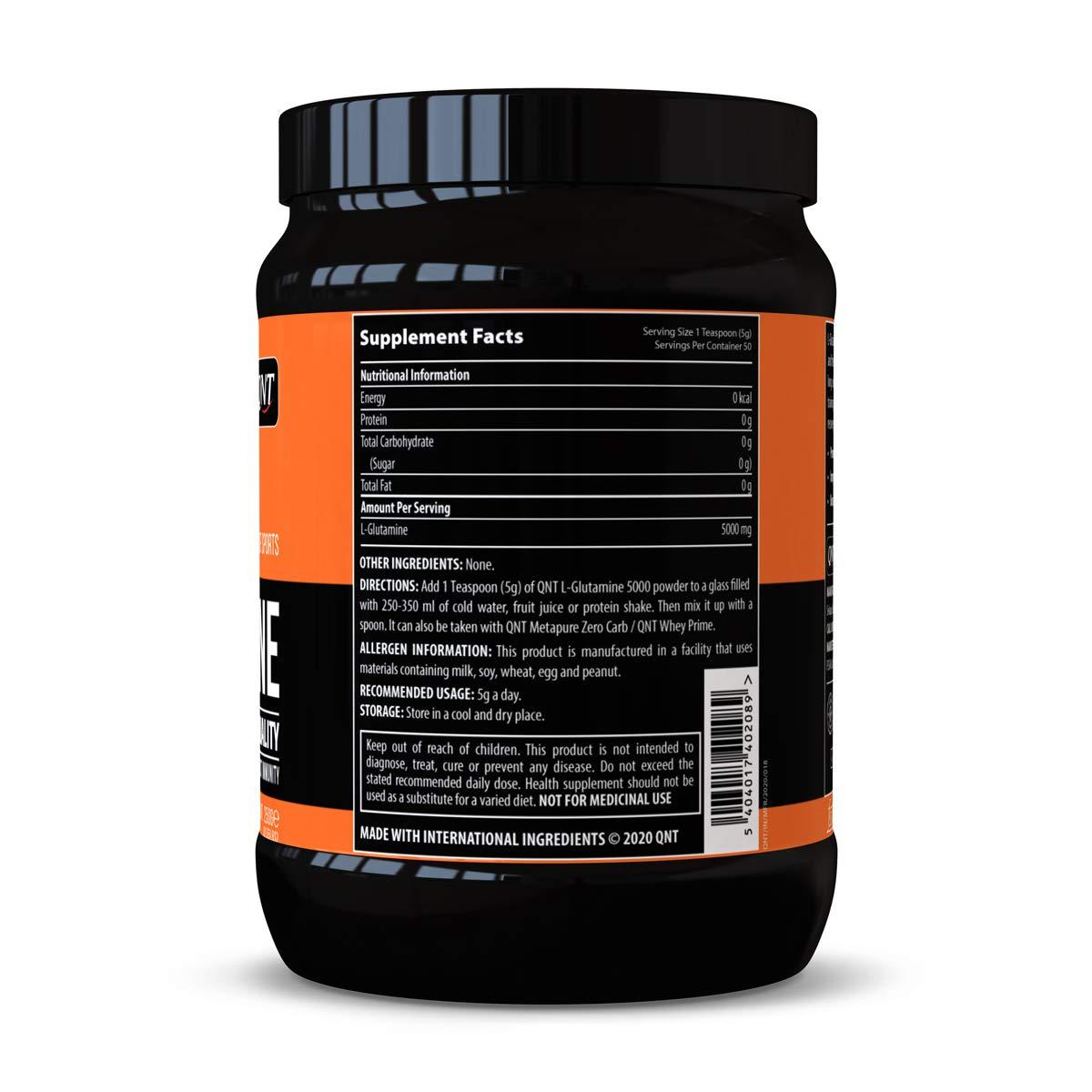 QNT QNT L-Glutamine 5000| Promote Muscle Recovery & Boost Immunity| 250g | 50 Servings
