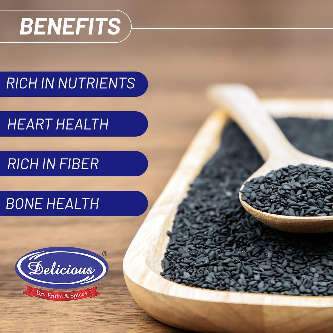 Delicious Delicious Black Sesame Seeds | Black Till ideal for Adding Texture & Flavor to Dishes | 100g, Pack of 4