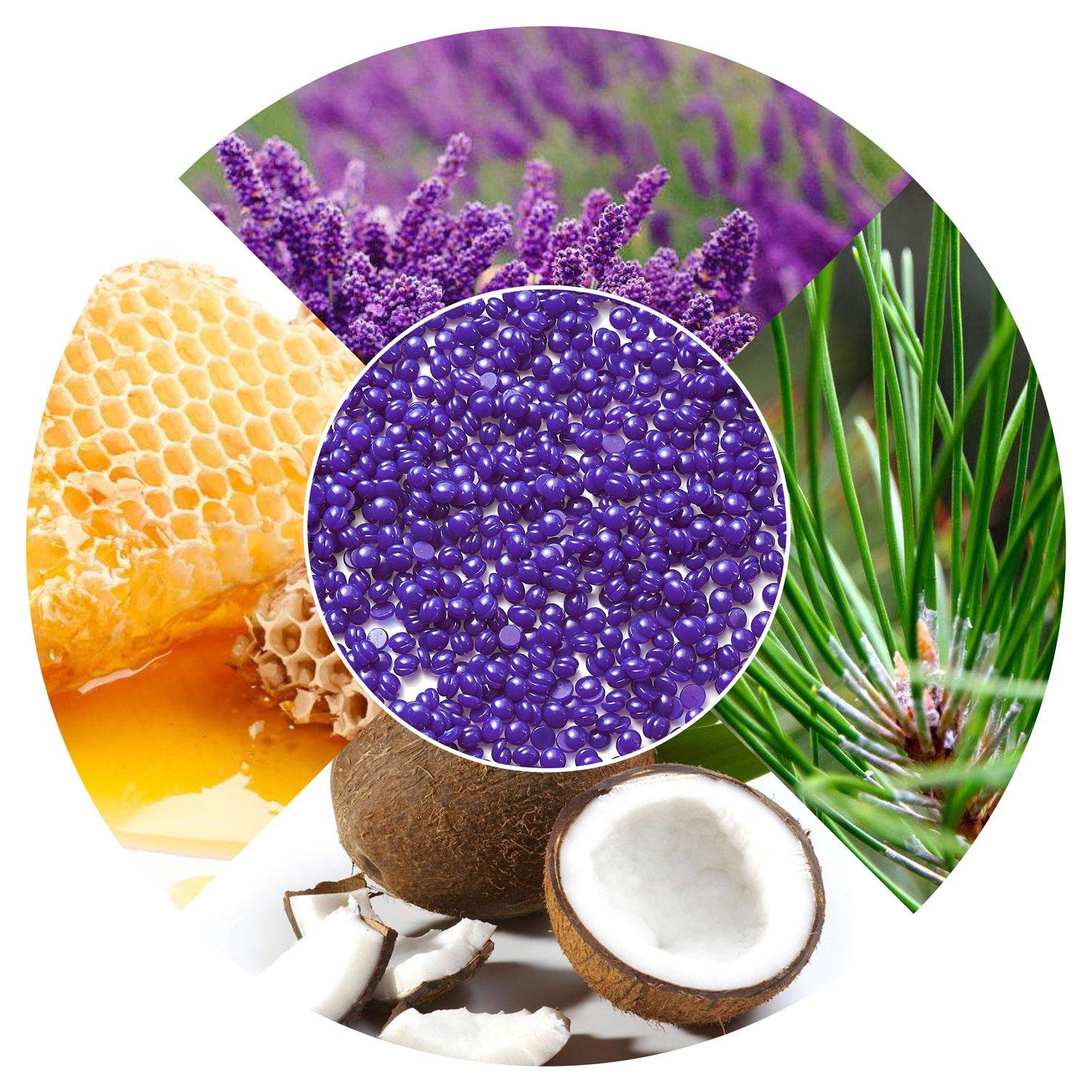 Yovanpur Yovanpur Women Hair Removal Hard Wax Beans Hard Body Wax Beans For Facial Arm Legs 300G/Bag With 10Pcs Wax Spatulas (Lavender)