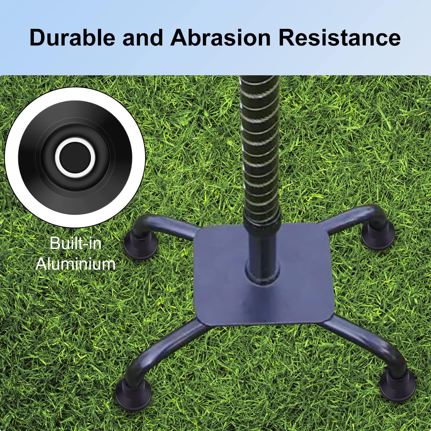 supregear supregear 4pcs Quad Cane Tip, Non-Slip Rubber Cane Tip Extreme Grip Heavy Duty Cane Replacement Rubber Foot for 1/2 Inch Diameter Standard Walking and Standing Stick Accessory, Black