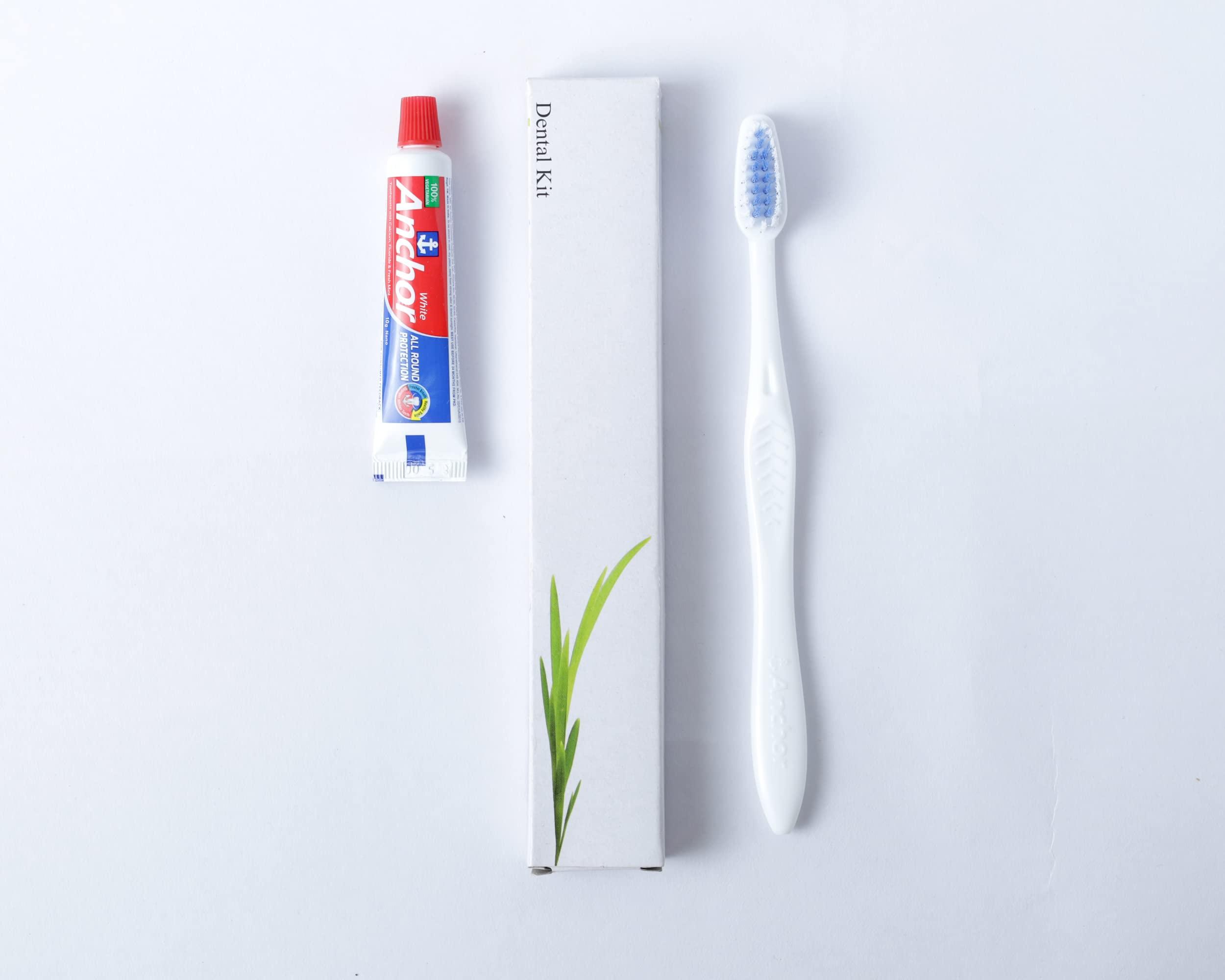 Sevenhills Toiletries Sevenhills Toiletries 100 Sets Hotel Accessories,Hotel Kit,Guest Room Amenities,Marriage Guest Toiletry Kit Hospital Kit Dental Kit (1 Toothbrush & 1 Toothpaste 8g) (Pack of 100 Sets)