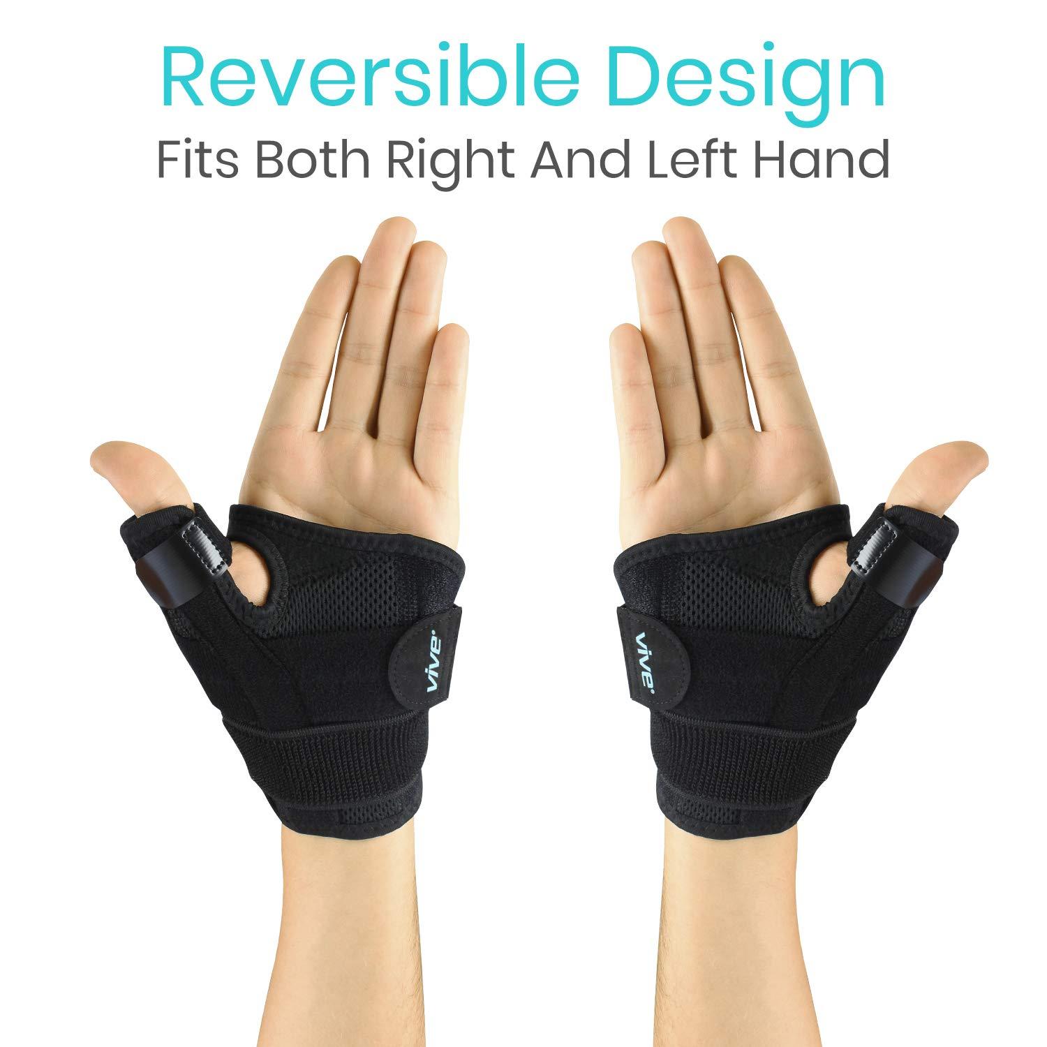 VIVE Arthritis Thumb Splint by Vive - Adjustable Thumb Support With Velcro Straps - Thumb Stabilizer Perfect for Treating Arthritis Sprains Strains Trigger Thumb - Universal Size - Vive Guarantee