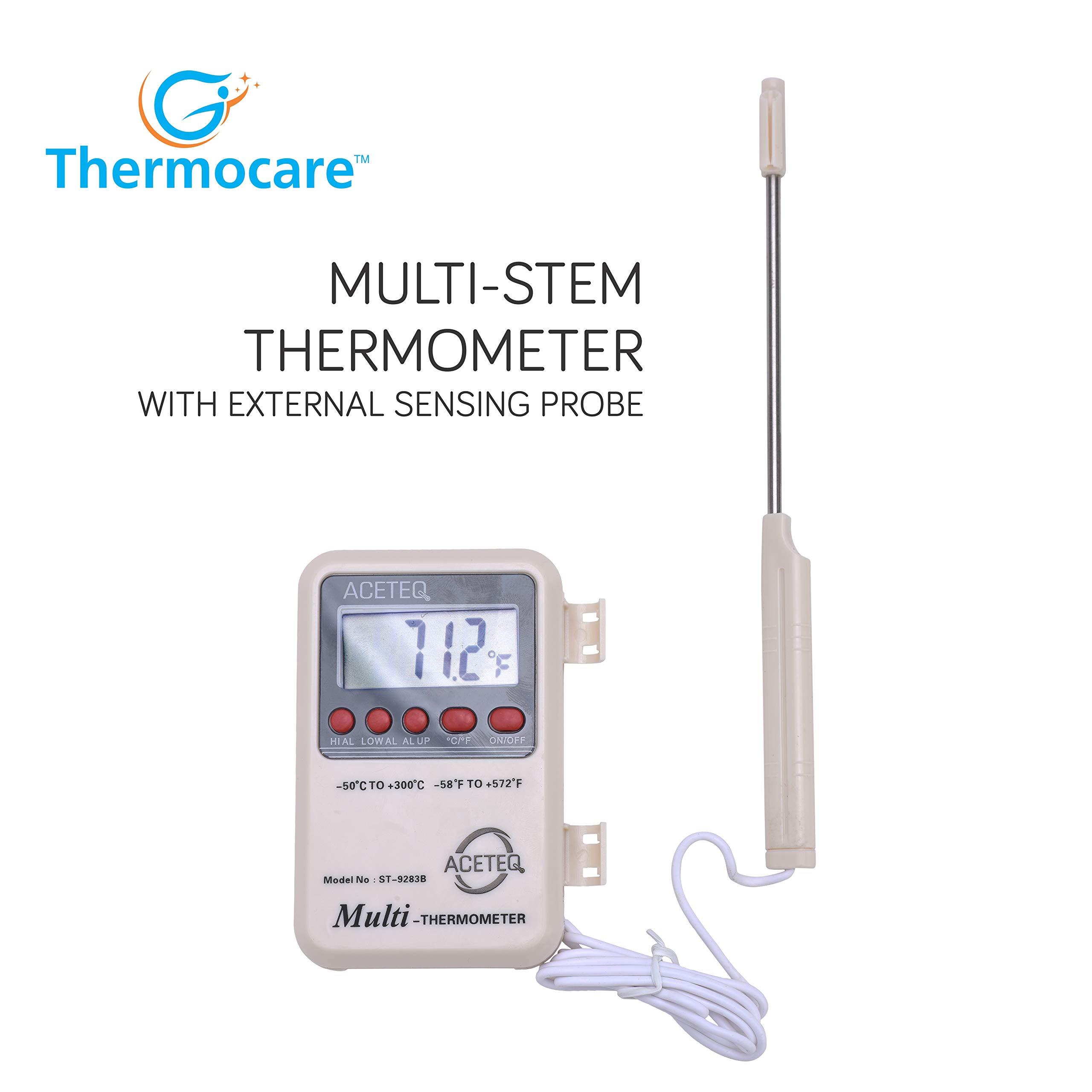 Thermocare Thermocare Multi Stem Digital Thermometer with External Sensing Probe and Portable LCD Digital, Accurate Fast Response (White)