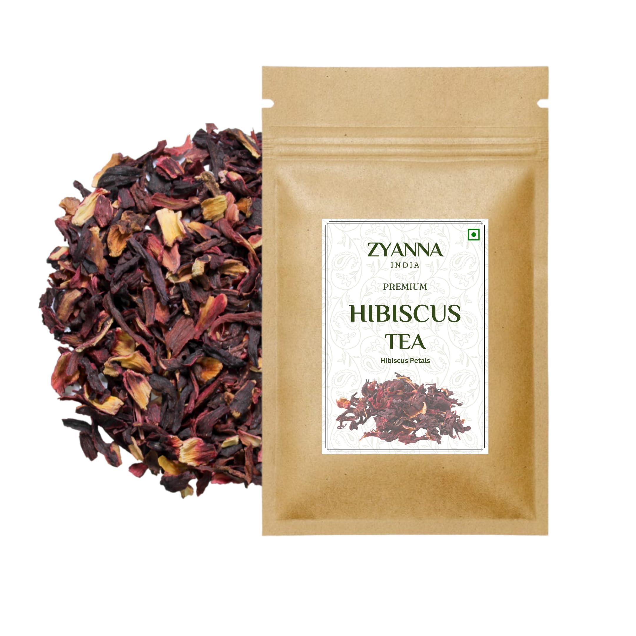 ZYANNA Zyanna Hibiscus Tea - Natural Dried Hibiscus Flower (50Cups) - Pure Floral Herbal Loose Tea, Caffeine Free,And Rich In Antioxidants And Boosts Immunity - (Hibiscus, 100gm)