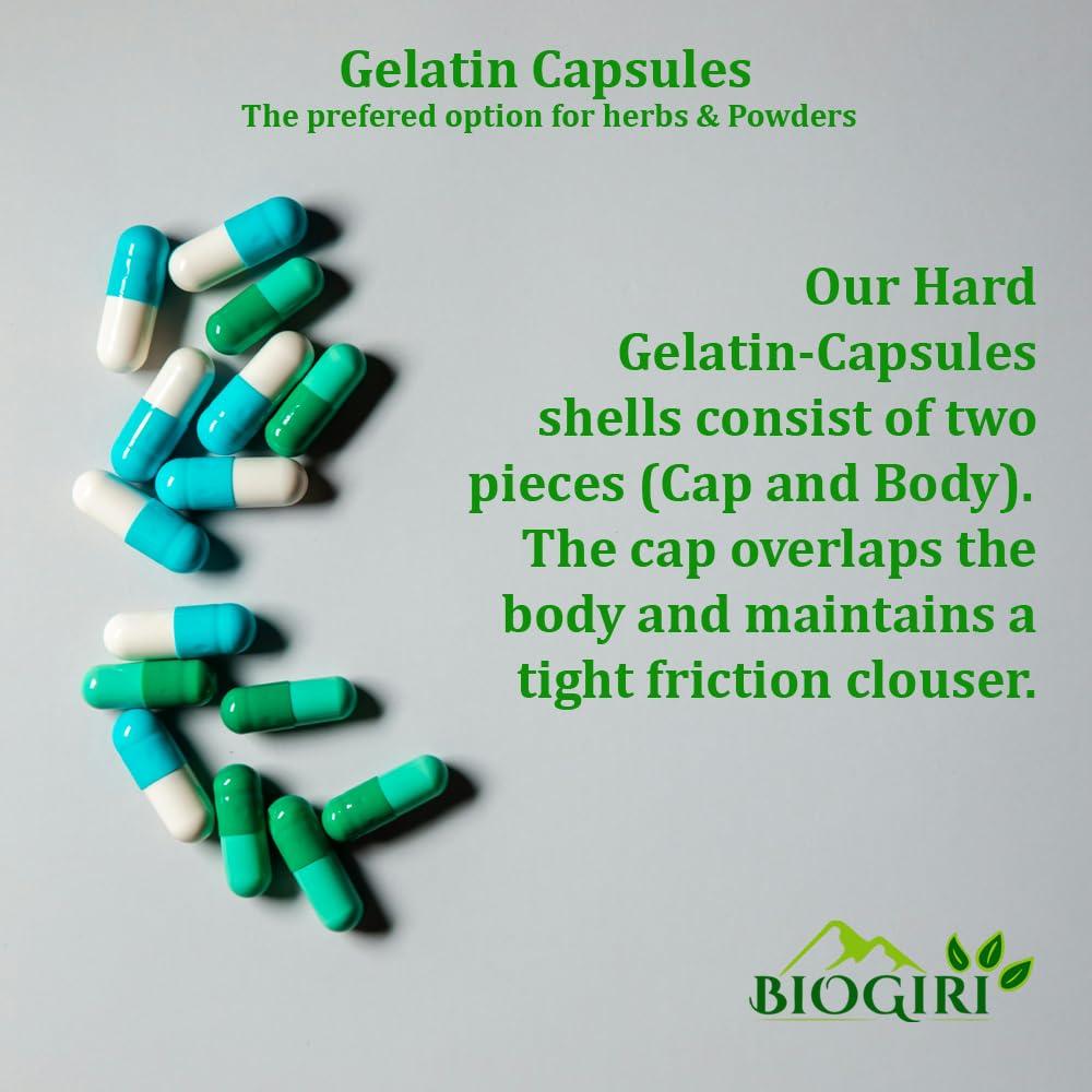 Biogiri Biogiri Lifecare International Premium Size 0 Gold Empty Gelatin Capsules - Gluten-Free - 500mg Capacity - Ideal for Powder Filling - Pack of 500 caps