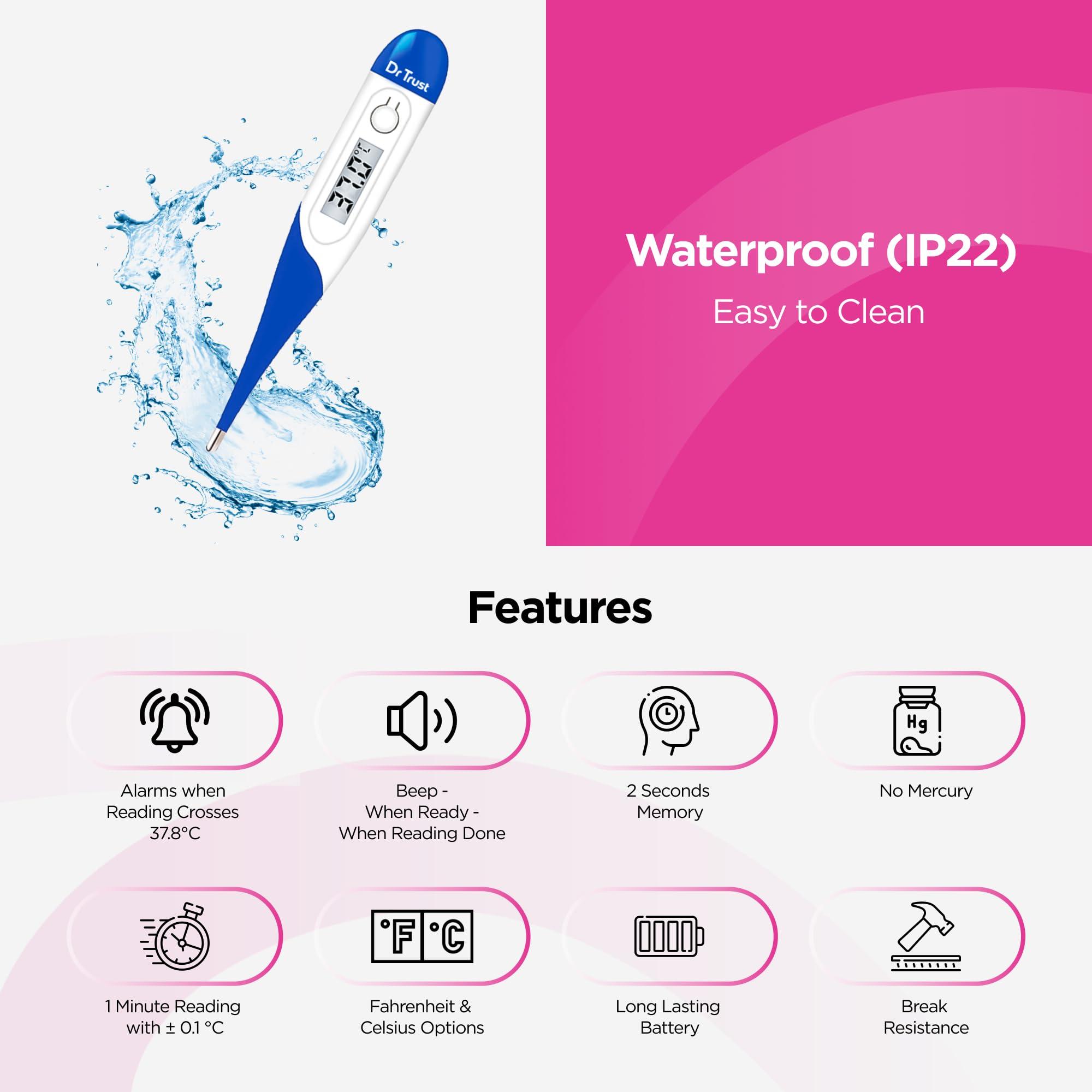 Dr Trust Dr Trust Waterproof Flexible Tip Digital Thermometer(White)-604 (White)