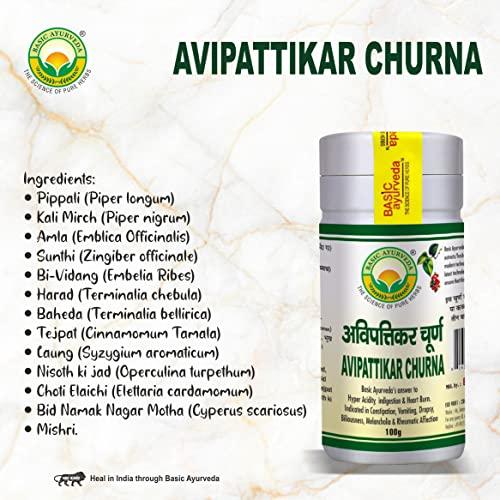 BASIC AYURVEDA BASIC AYURVEDA Avipattikar Churna 100 Gram Pack Of 3 | Certified Organic 100% Natural & Pure Powder | Ayurvedic Supplements For Stomach Health & Indigestion | A Powerful Blend Of Natural Ingredients E