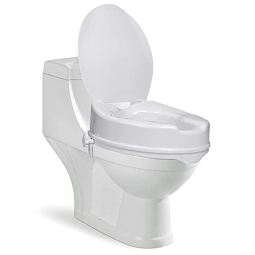 NEOSAFE NEOSAFE Portable Lightweight Plastic Toilet Commode Seat Raiser Elevator Extension with lid cover Ideal for Handicap, Knee Patients, Old Senior Citizen (White, Size: 6 Inch)