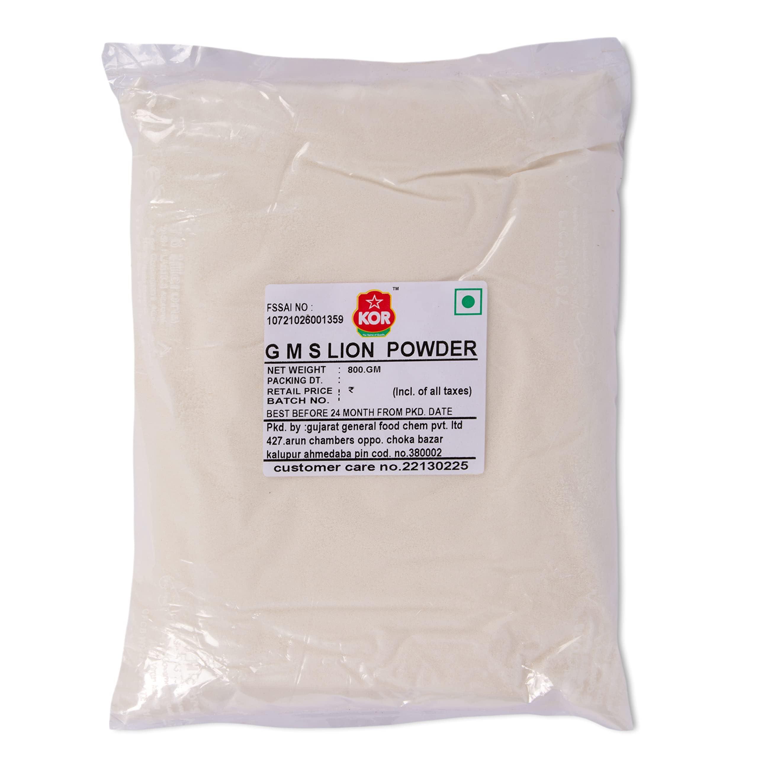 KOR KOR GMS Powder (Glycerol Monostearate) - 800g (Pack Of 1) / Making for Soft, Smooth and Creamy, Instant Cake Premixes and Ice Creams