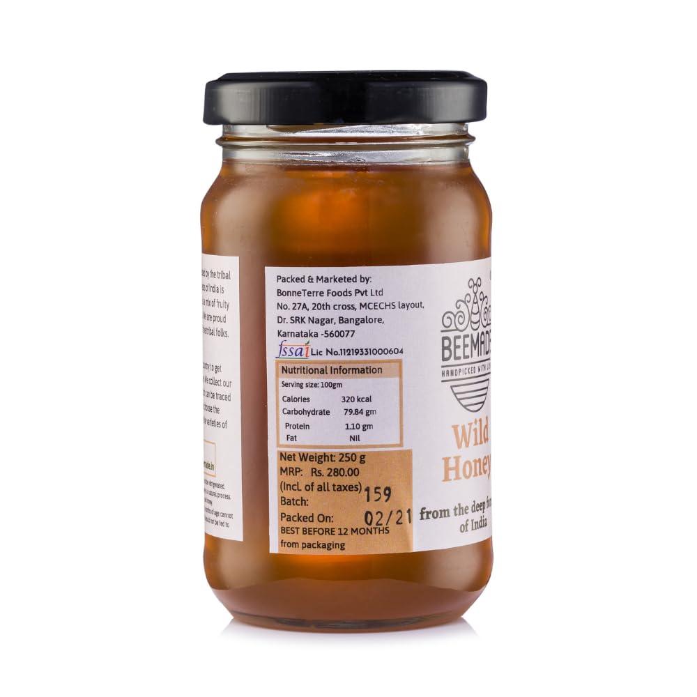 BeeMade Beemade Wild Honey 100% Natural Pure & Raw Honey from Forests of Central India 250gm