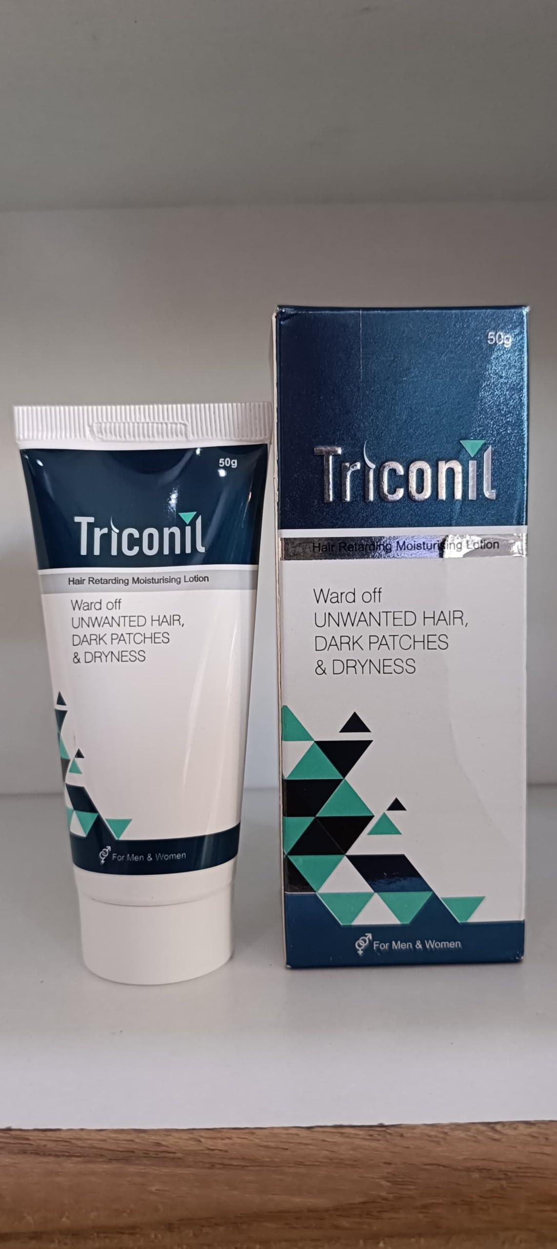 VELITE HEALTHCARE Triconil Unisex Adult Hair Retarding Moisturizing Lotion (50 Gm) | For Reducing Facial Hair And unwanted Hair other Body Parts|